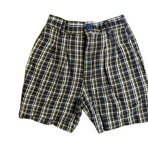 Tow Away Zone Vintage Plaid Shorts Navy Blue Olive Green Cotton Boys 3T